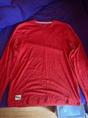 Size Large - Tracksmith Men's Harrier Longsleeve Shirt - Red